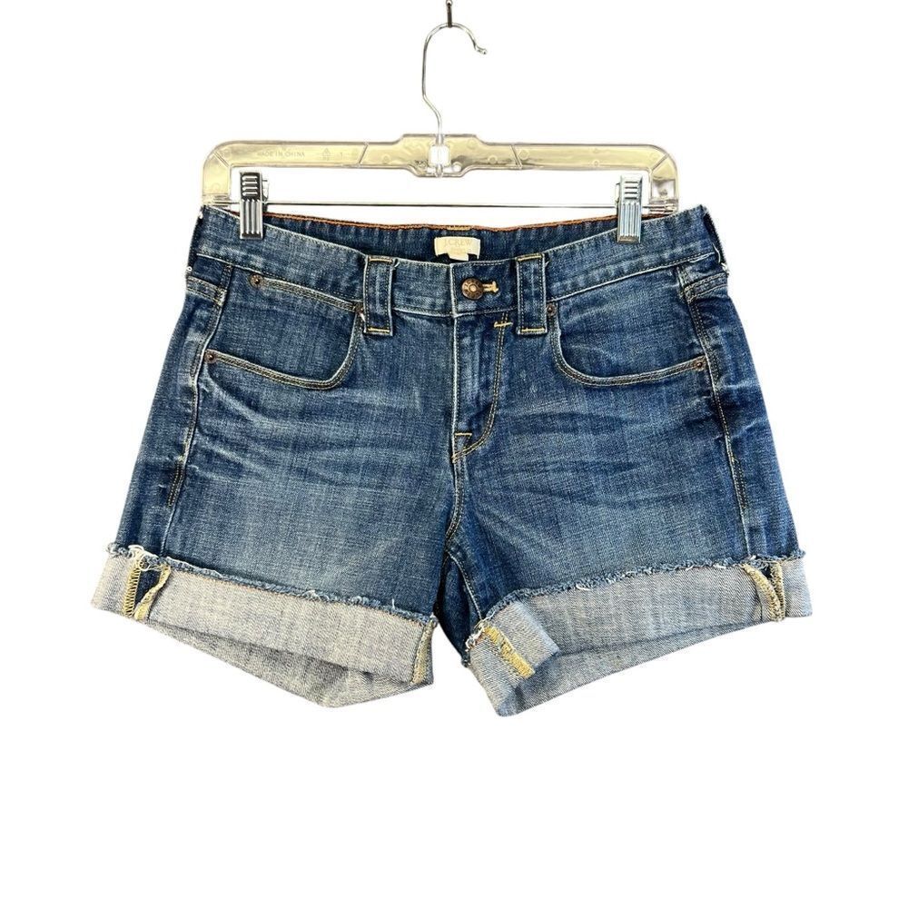 J.Crew Denim Shorts Stretch Cuffed Hem Casual Everyday Blue Size 2